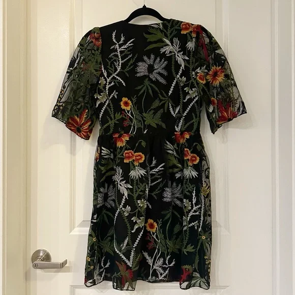 Disturbia Floral Embroidered Black Dress - Picture 4 of 4